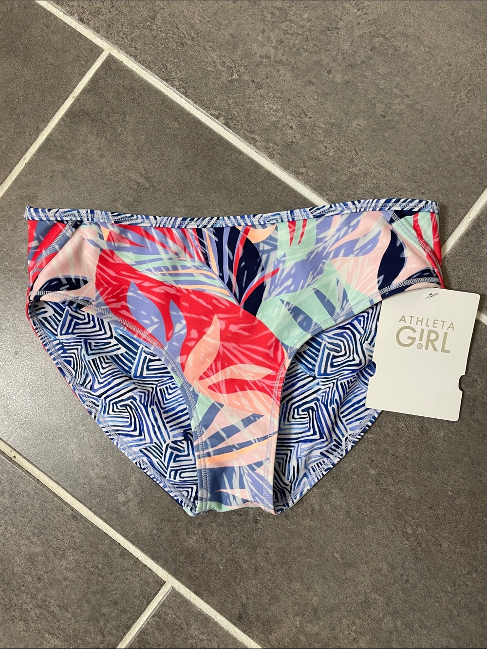 Athleta Girl Reversible Palm Oasis Bikini Swim Bottoms size XL/14 - Picture 2 of 7